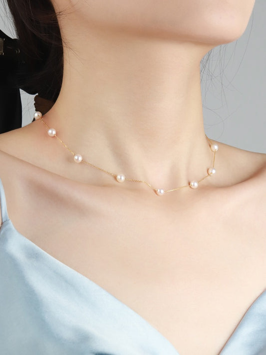 6-6.5mm Akoya Pearl Classic Tincup Necklace
