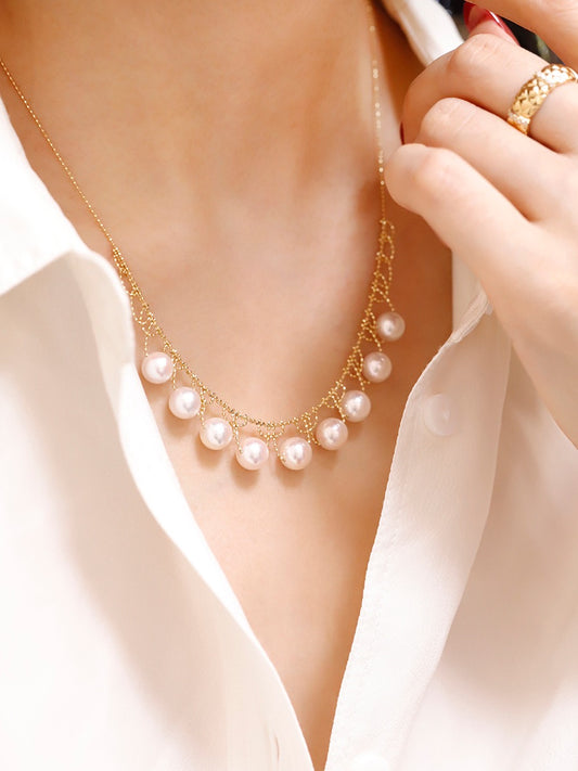 7-7.5mm Akoya Pearl Lace Necklace
