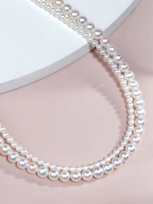 Double Strand White Freshwater Pearl Necklace