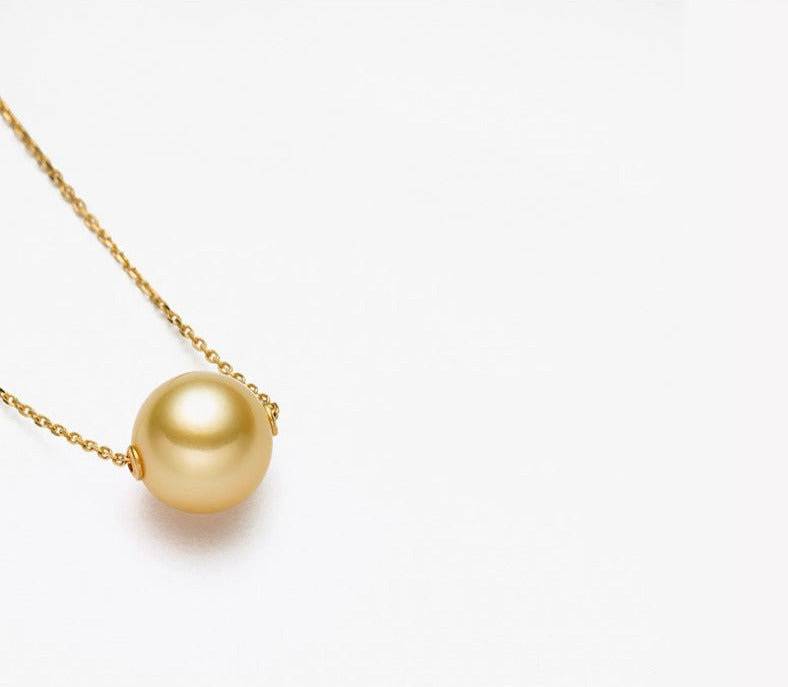 10-11mm Floating Golden South Sea Pearl Necklace